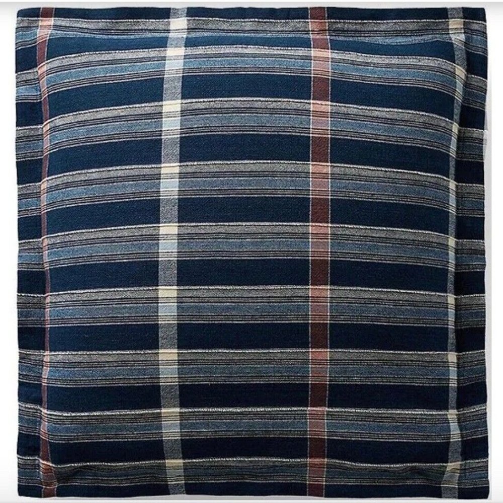 Ralph Lauren Indigo Traveler Rourke Blue Multi Linen Blend Euro Shams Set of 3